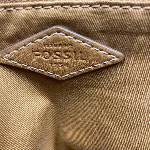 Fossil Stylish Blue and Brown Tote Bag 11x12” - Picture 10 of 13